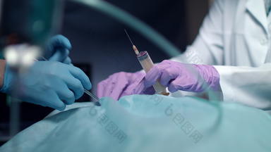 外科医生操作过程外科医生手持有外科手术工具